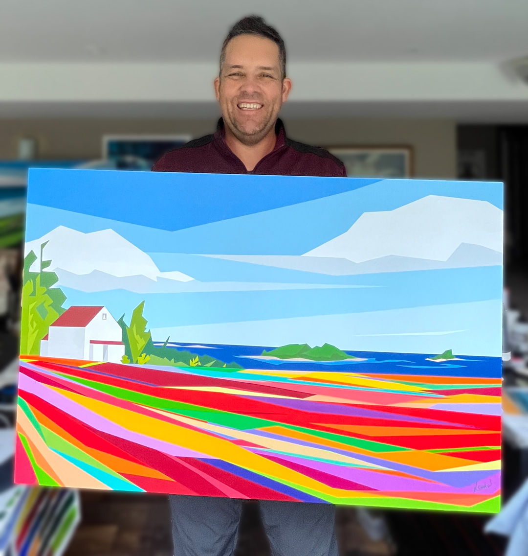 original painting by artist Rob Shaw, Mary's Colourful Views