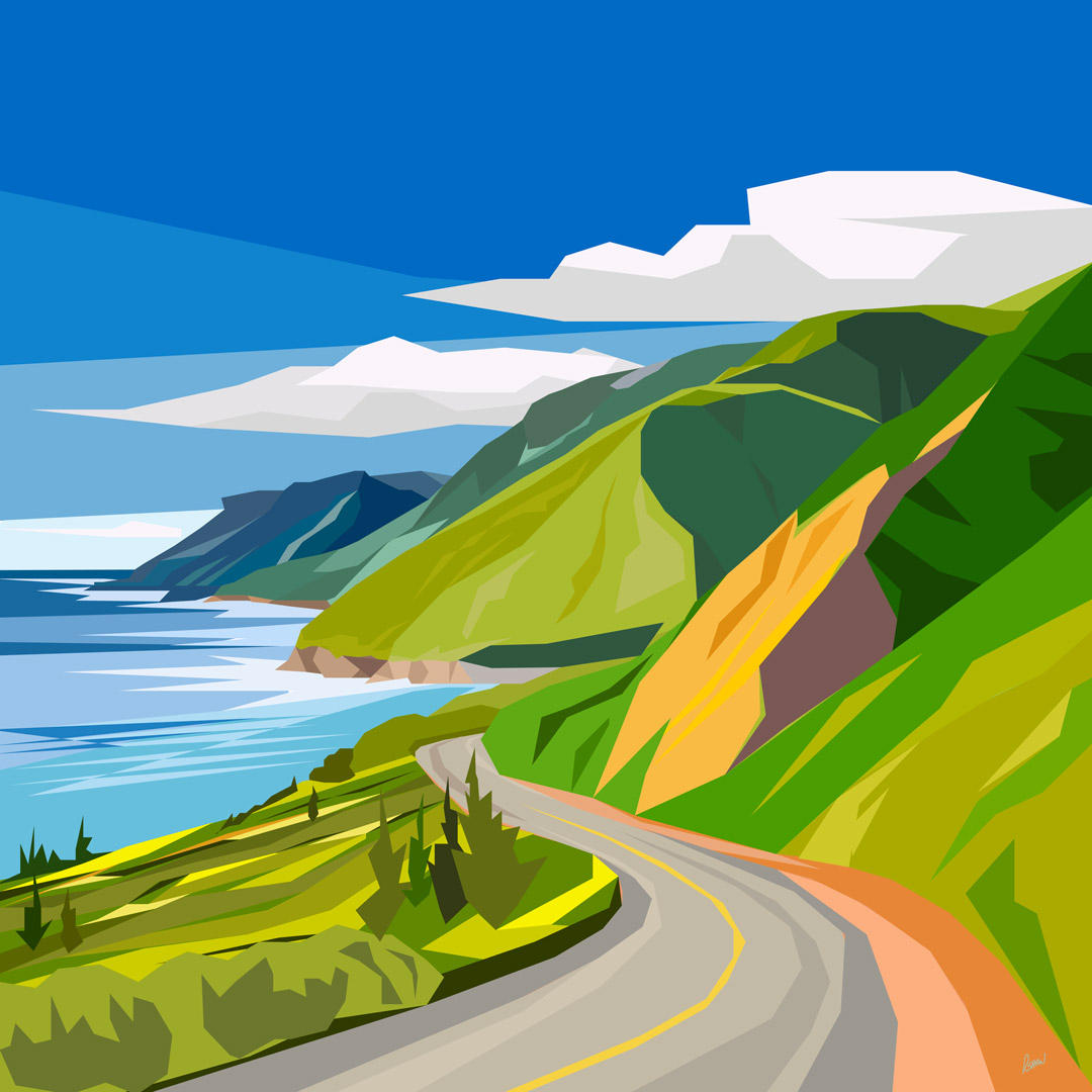 original illustrations by artist Rob Shaw, Let's Stop Here!