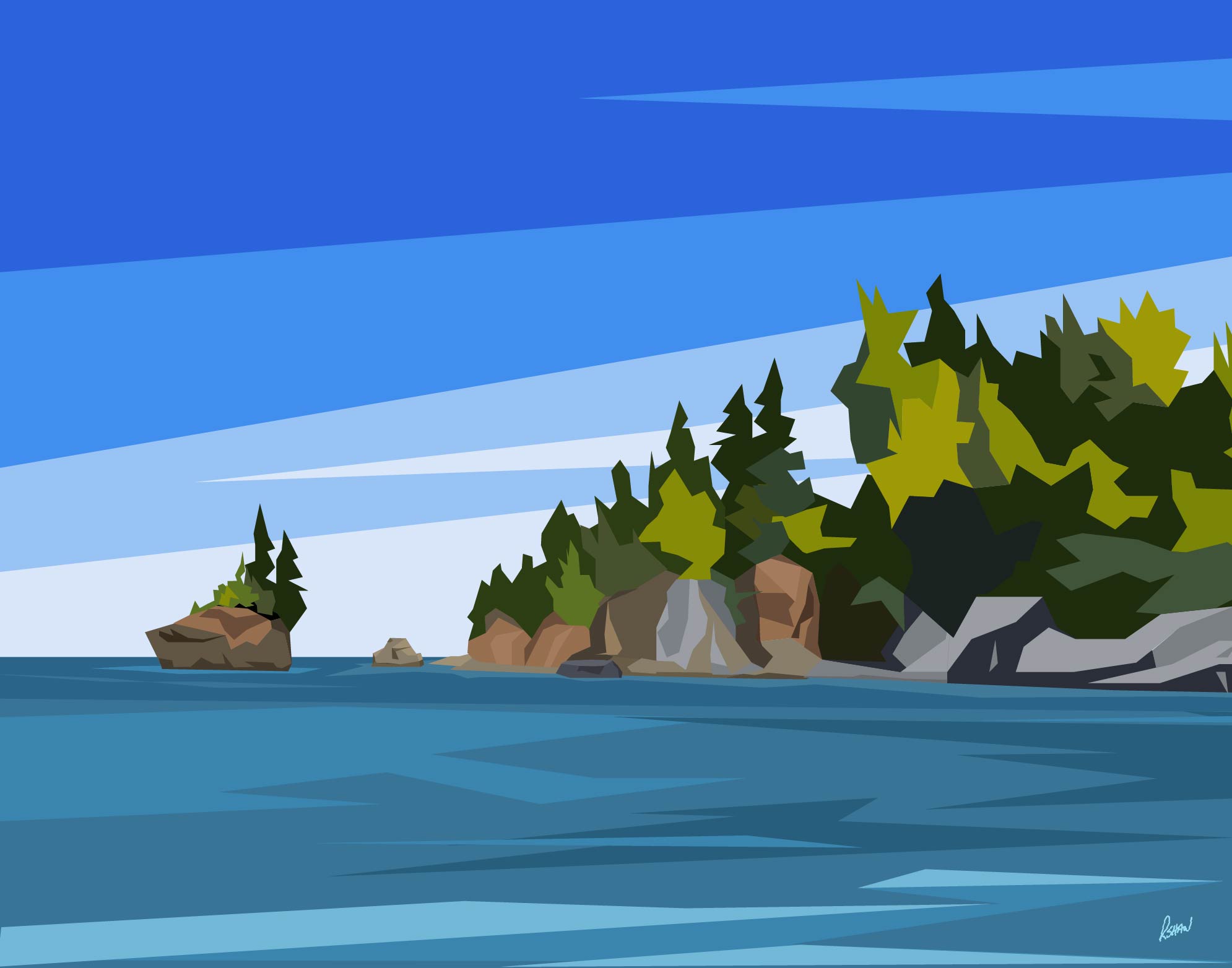 original illustrations by artist Rob Shaw, Cape Chignecto