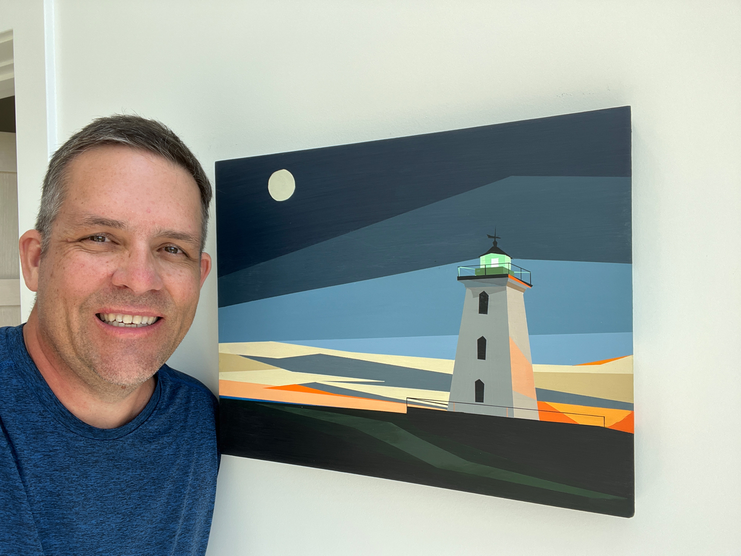 original painting by artist Rob Shaw, Coastal Lights pt.1 (study)