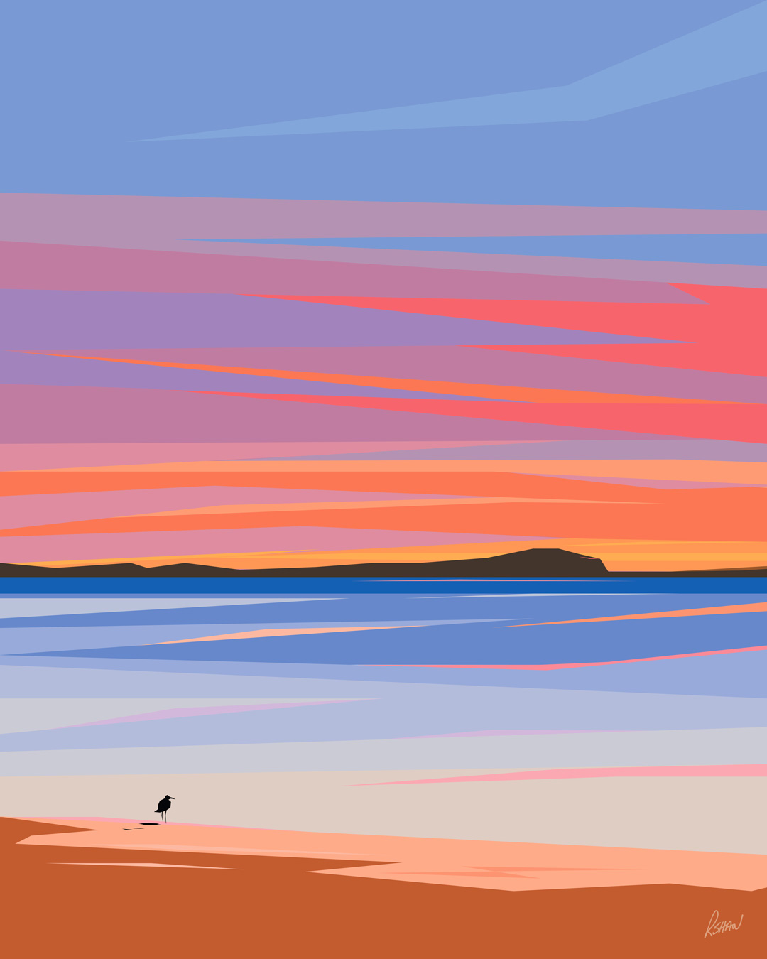 original illustrations by artist Rob Shaw, Coastal Lights